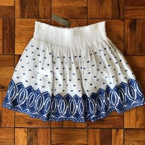 NWT JCrew white and blue eyelet skirt
